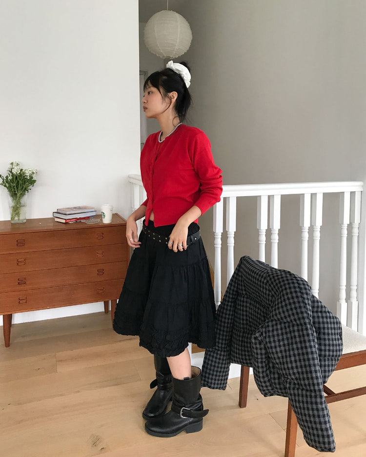 美色圓領排鈕針織外套