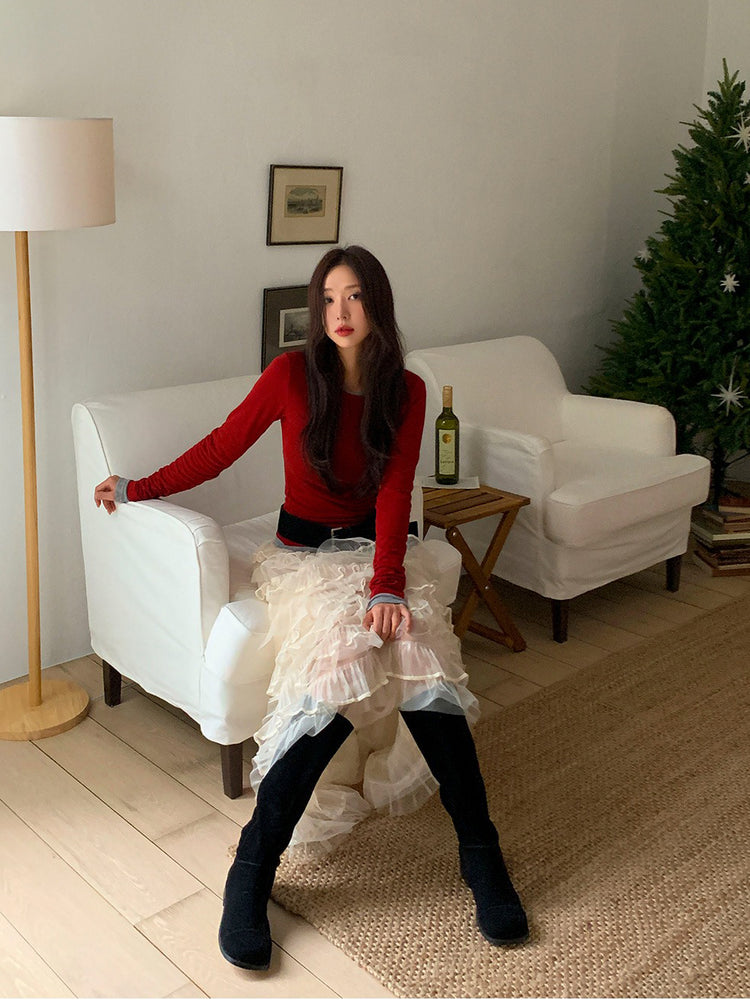 極美透紗蛋糕層次感及踝裙