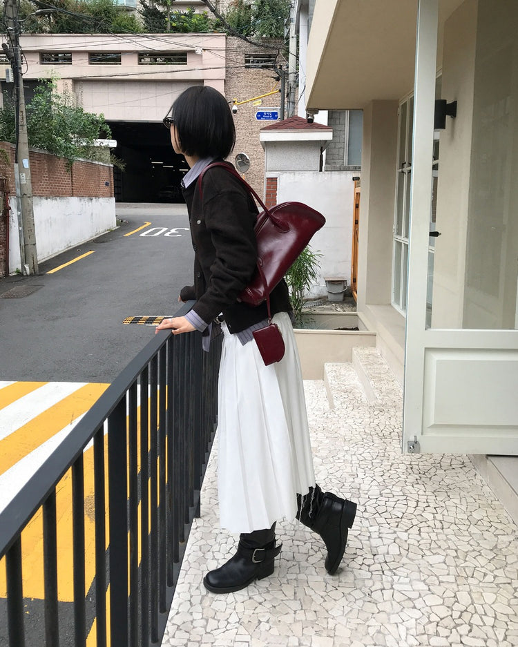 不修邊雙層細節百褶裙