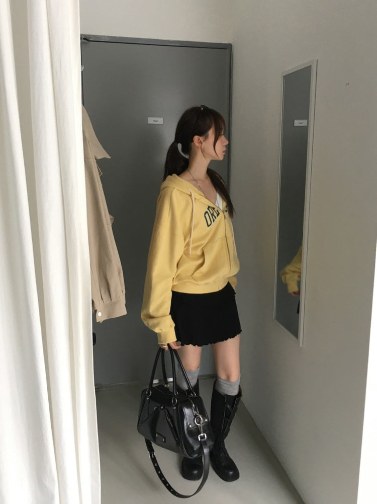 美色做舊字母連帽外套