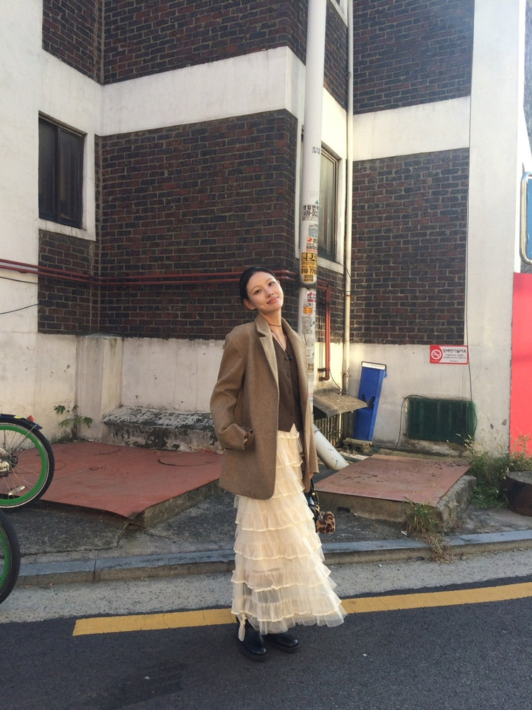 極美透紗蛋糕層次感及踝裙