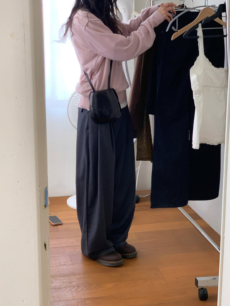 高質雙壓褶口袋細節直褲