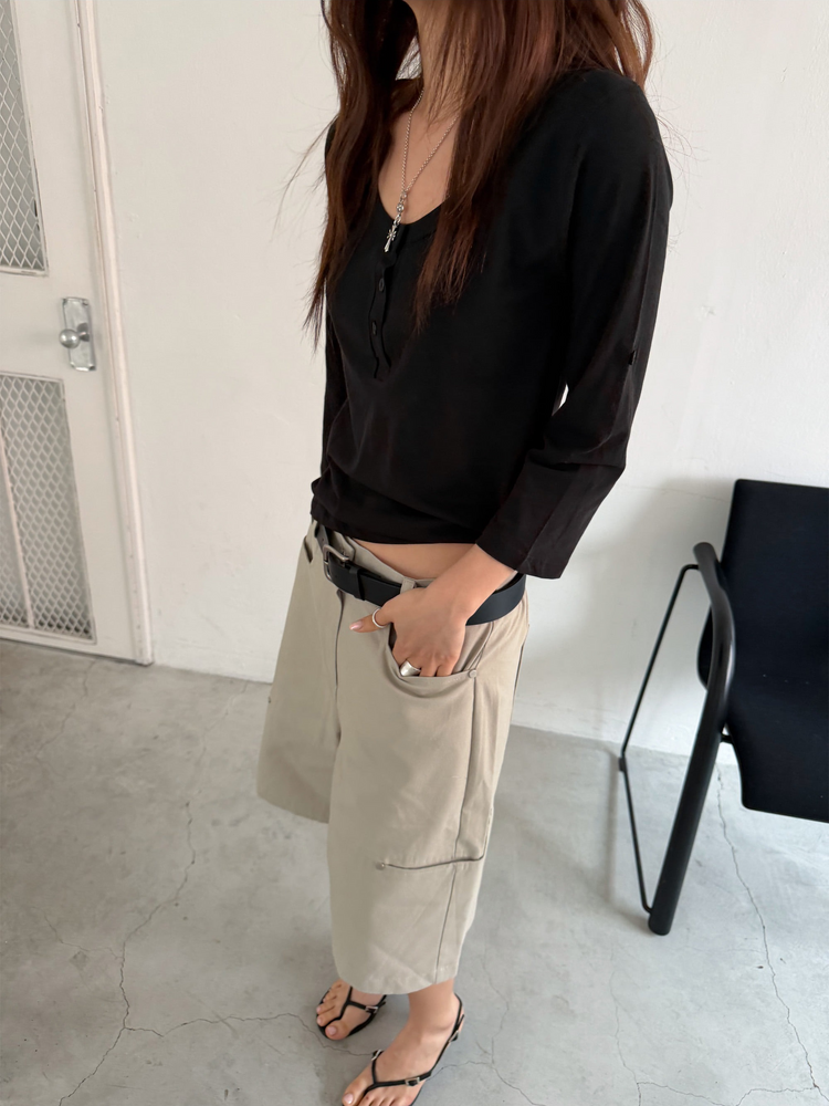 美色亨利領反折袖細節上衣