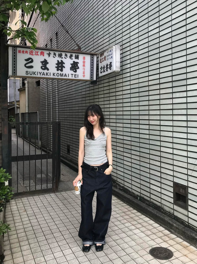 口袋明線細節牛仔褲