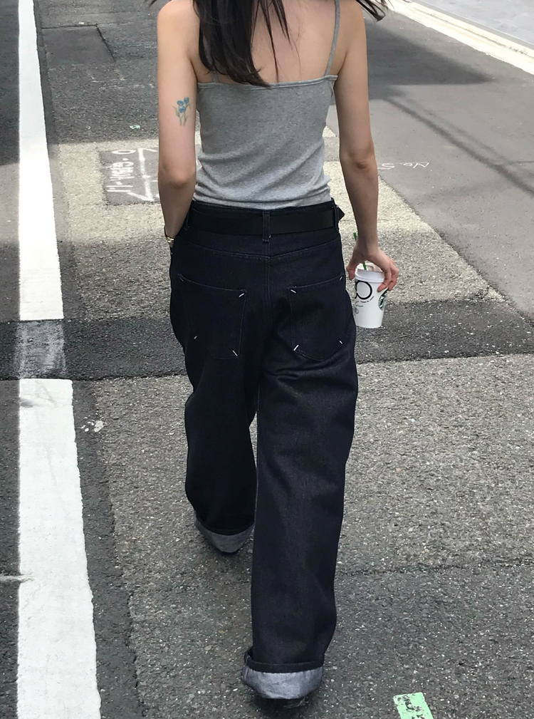 口袋明線細節牛仔褲