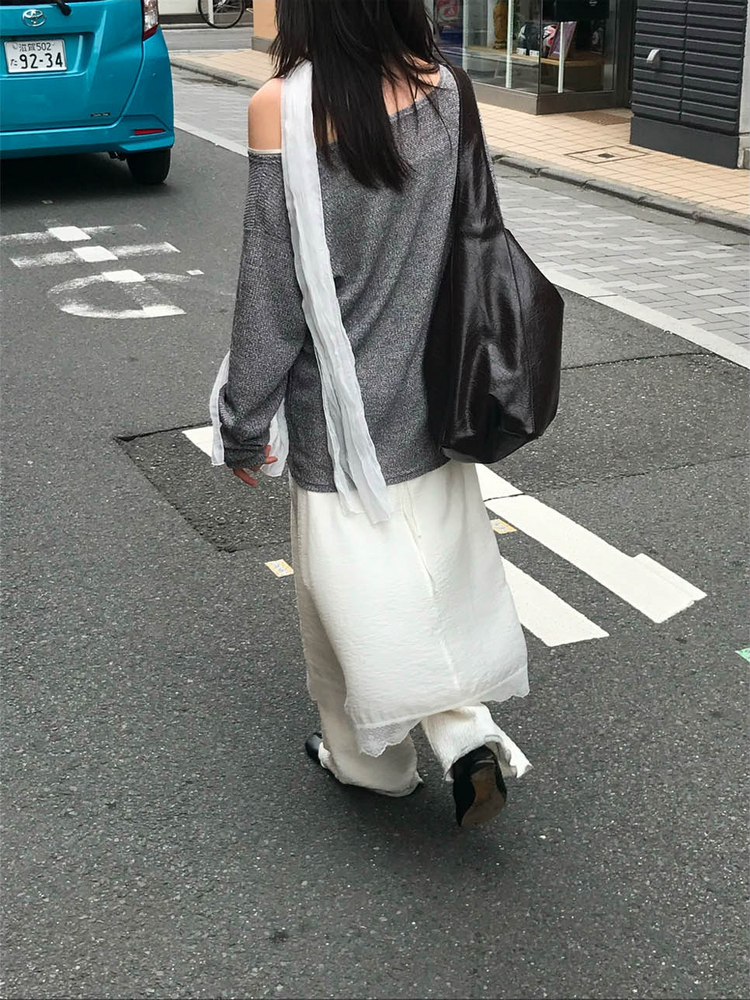 皺皺紋理美腿微喇叭褲