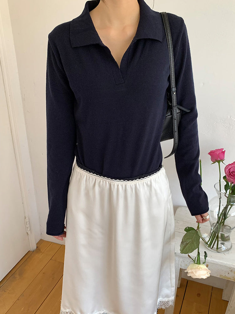 霧光澤蕾絲邊半裙