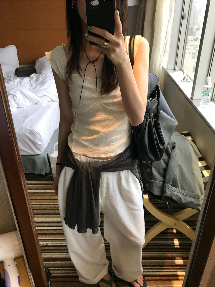 皺皺紋理胸壓線細節上衣