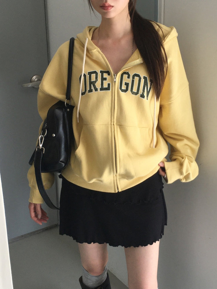 美色做舊字母連帽外套
