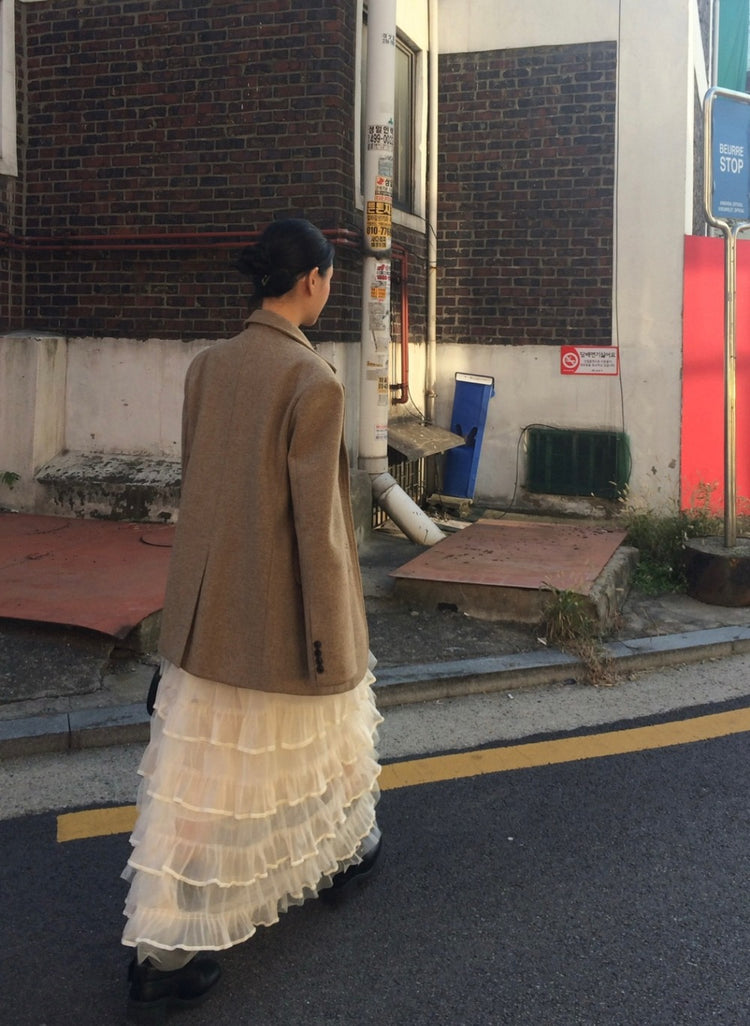 極美透紗蛋糕層次感及踝裙