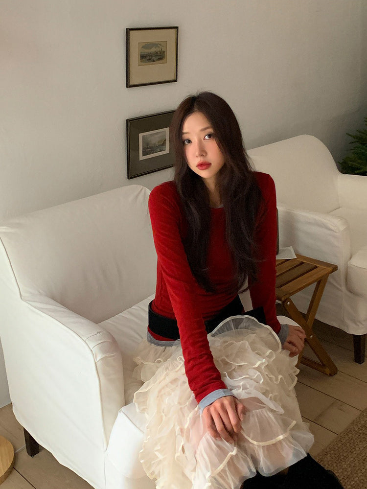 極美透紗蛋糕層次感及踝裙