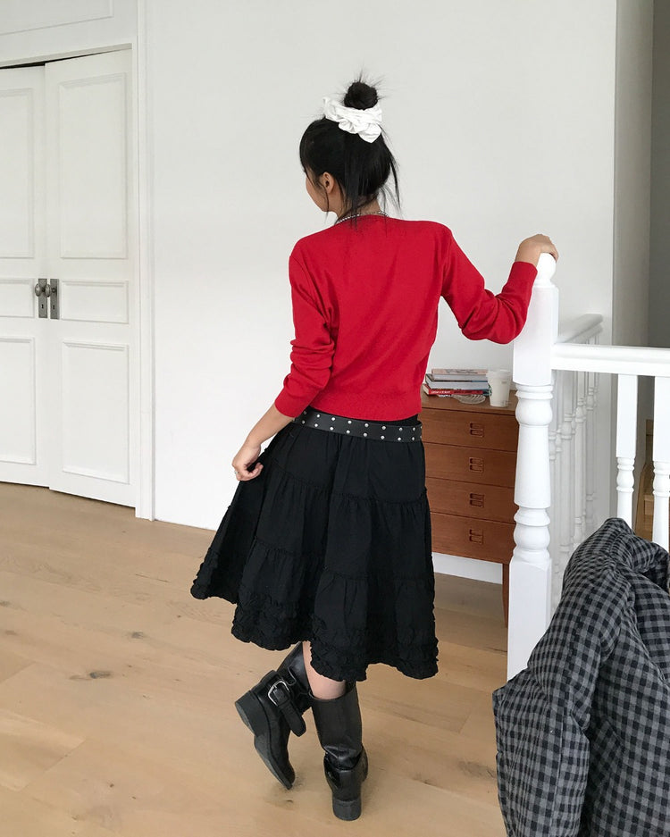 美色圓領排鈕針織外套