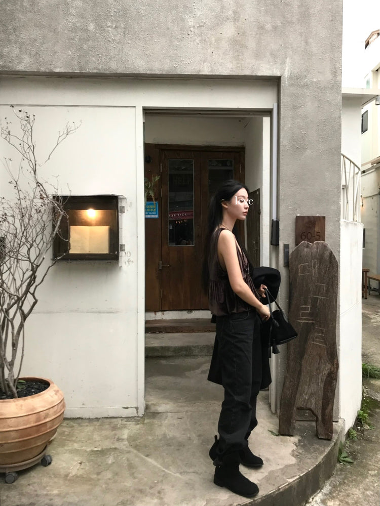 絲絨泡泡下擺背心