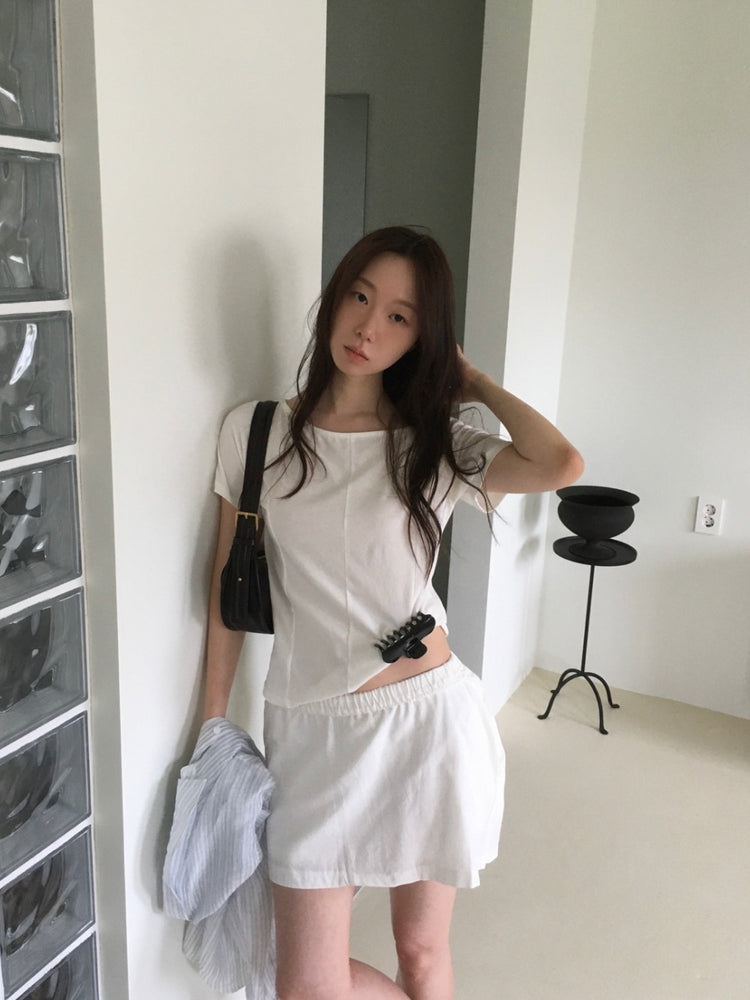 美色船領壓線細節上衣