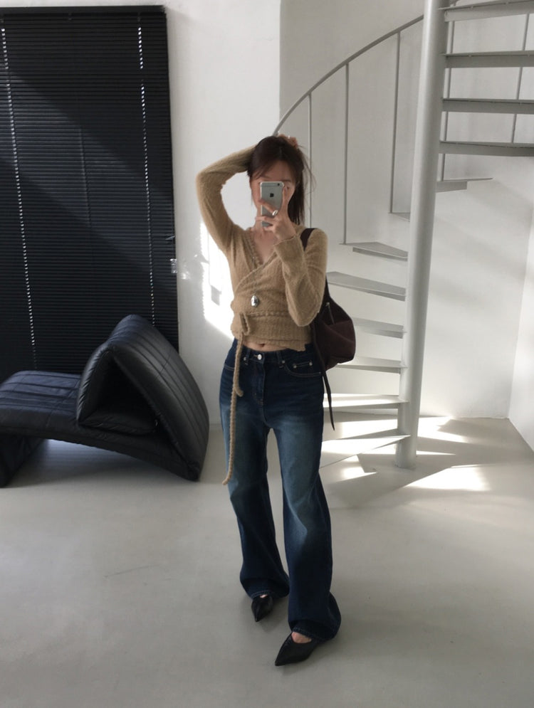 毛絨親膚綁帶細節上衣