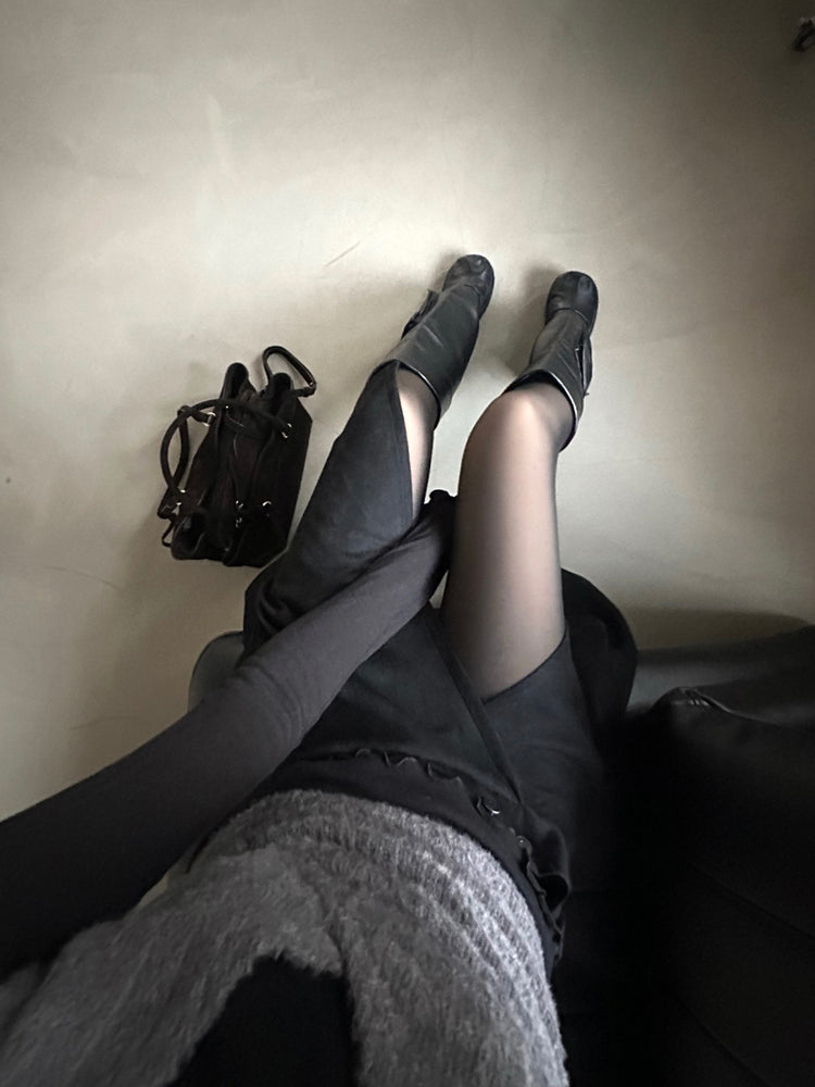 交疊側開叉不對稱細節裙