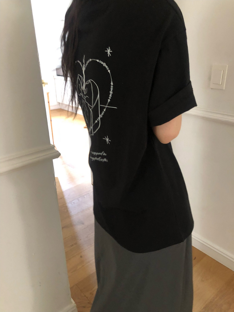 蛋糕圖案印花寬鬆t