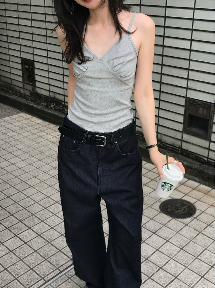 花邊抓皺胸腺細節背心