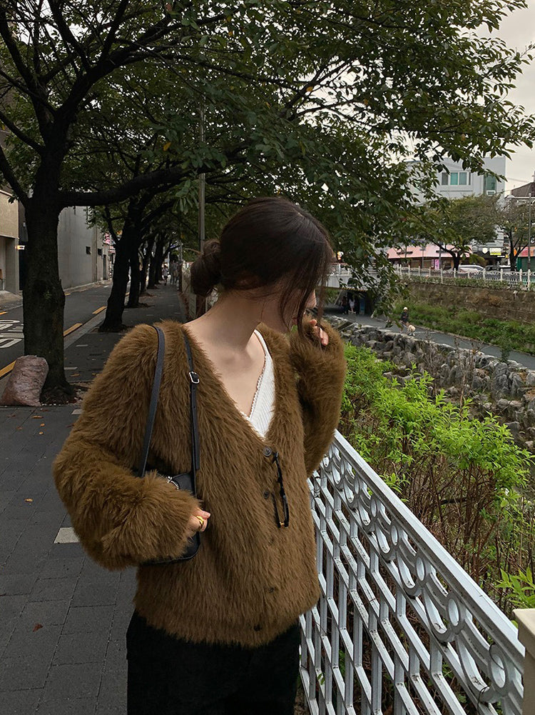 美色親膚毛絨質感外套