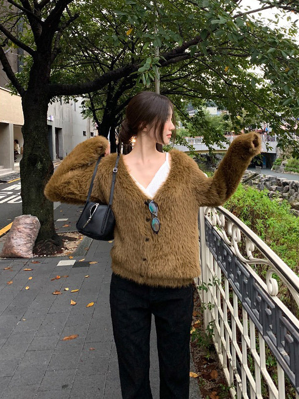 美色親膚毛絨質感外套