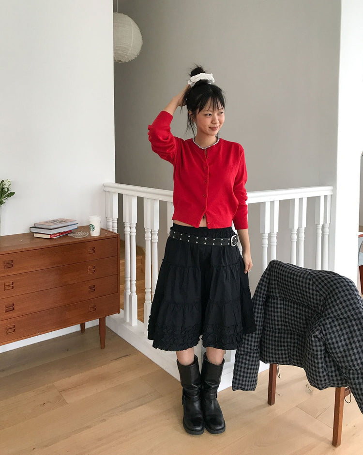 美色圓領排鈕針織外套