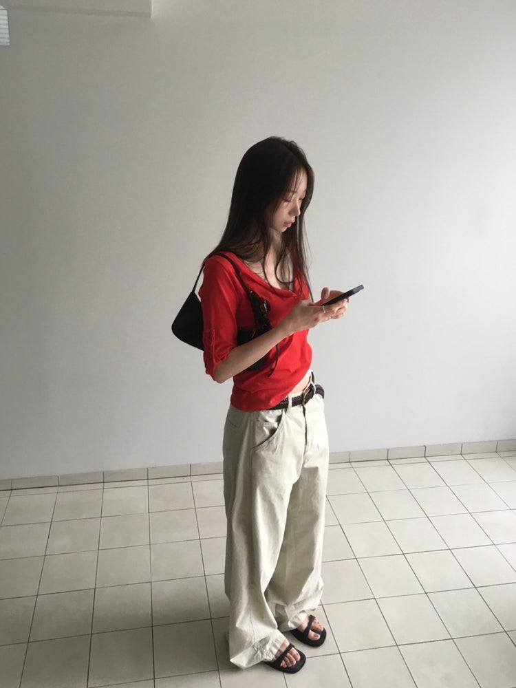美色亨利領反折袖細節上衣