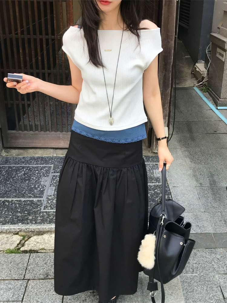 美肩鐵扣細節前後兩穿上衣