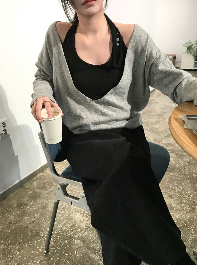 掛脖扣鈕細節背心