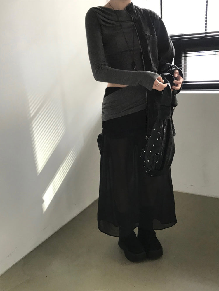 美肩側露腰細節上衣