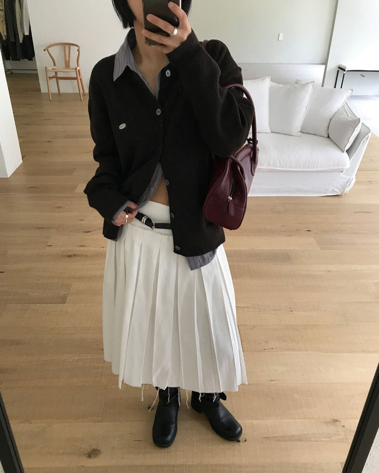 不修邊雙層細節百褶裙