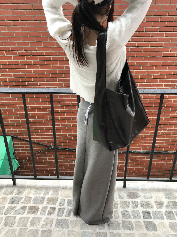 紋理寬肩帶容量袋