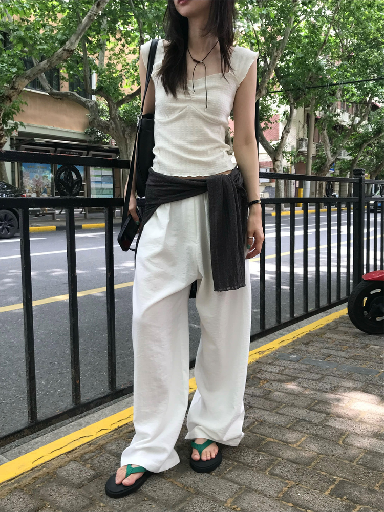 皺皺紋理胸壓線細節上衣