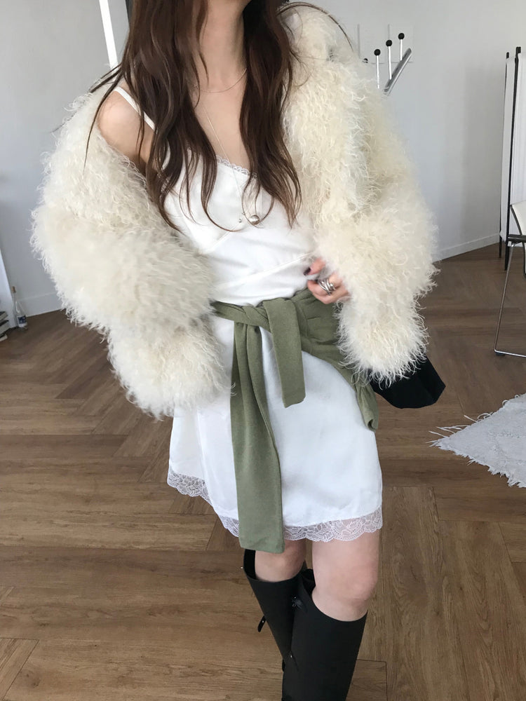 霧光蕾絲邊連身裙