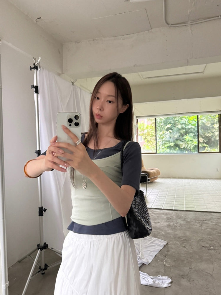 美色U領修身上衣