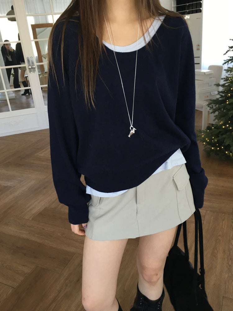 U領隨性寬鬆上衣