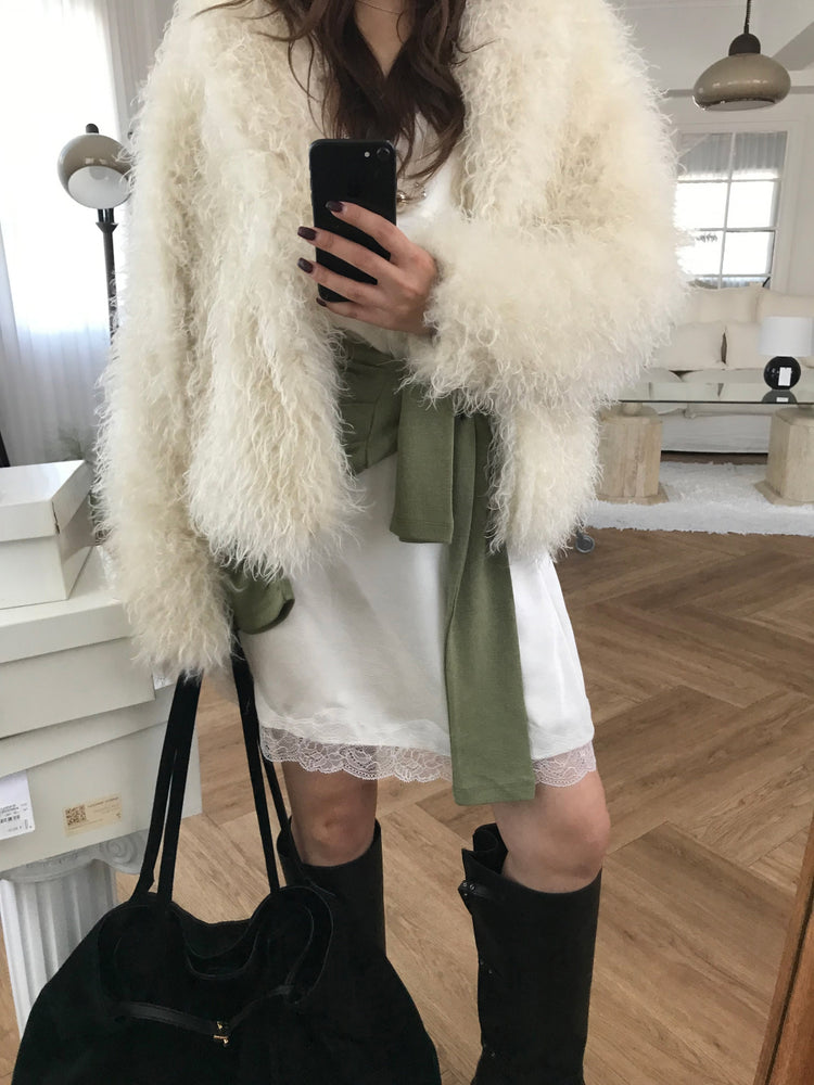 霧光蕾絲邊連身裙