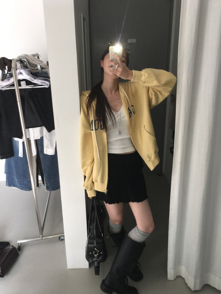 美色做舊字母連帽外套