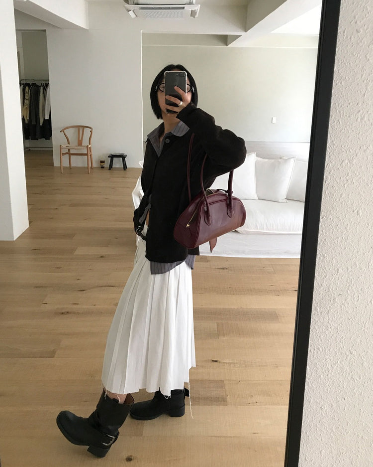 不修邊雙層細節百褶裙