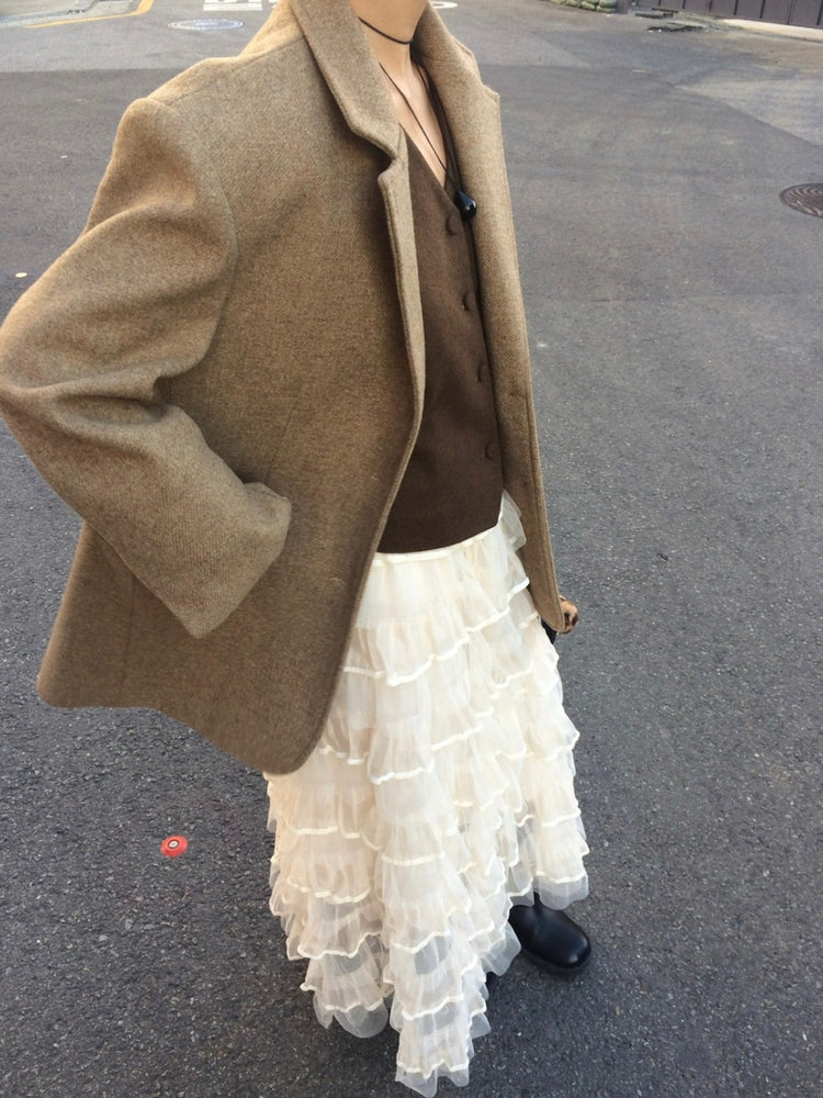 極美透紗蛋糕層次感及踝裙