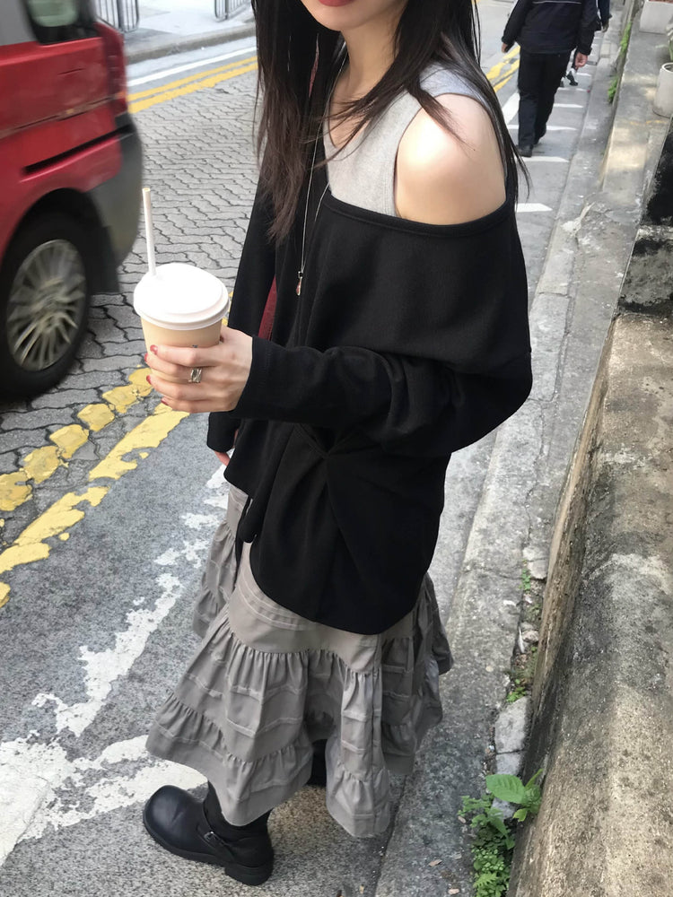 紋理寬肩帶容量袋