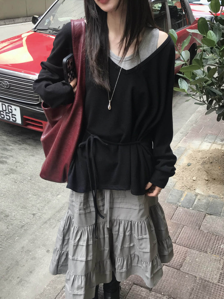 紋理寬肩帶容量袋
