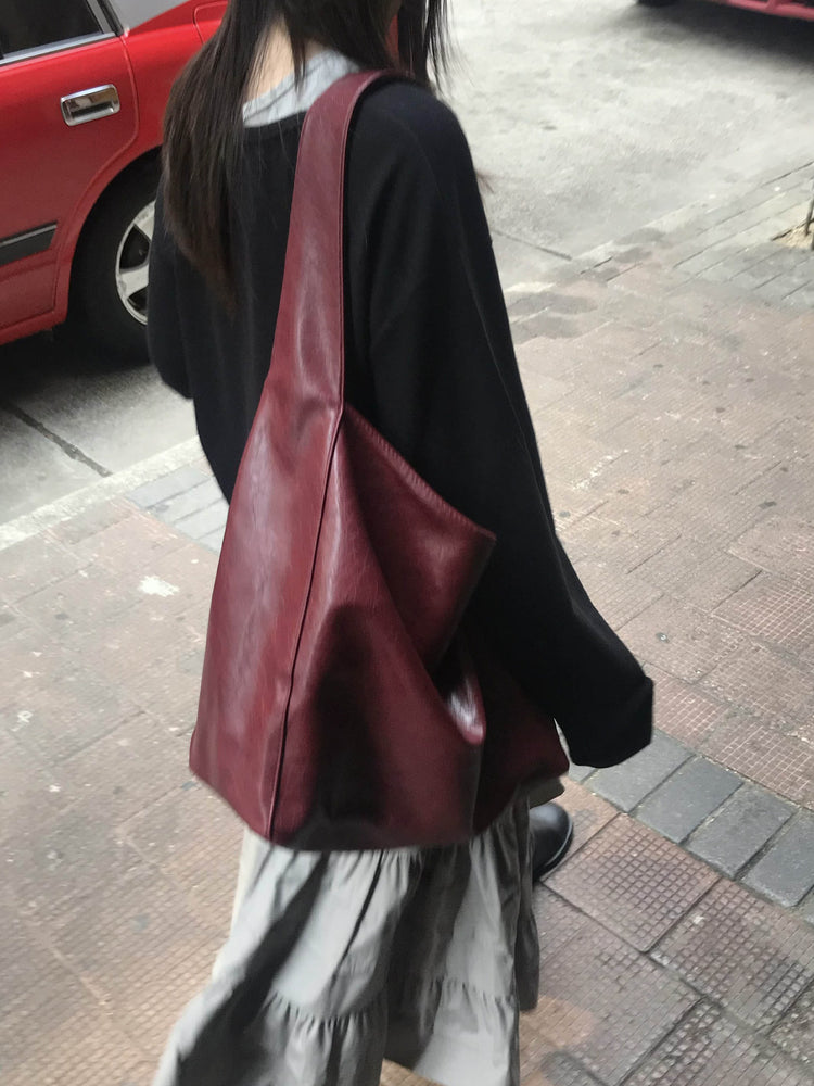 紋理寬肩帶容量袋