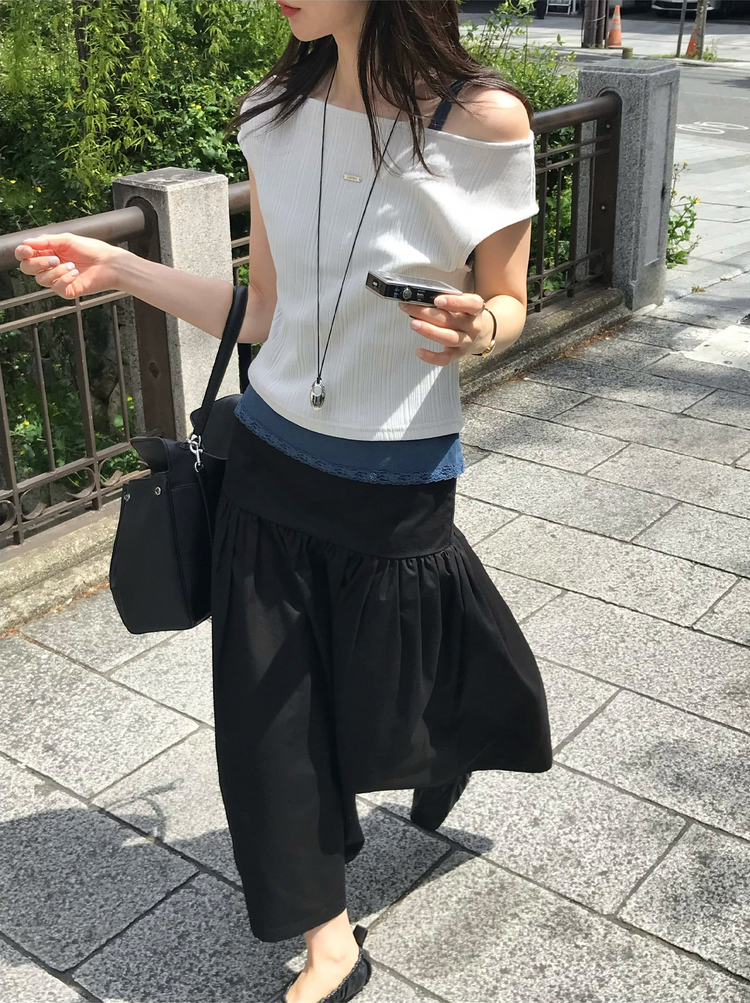 美肩鐵扣細節前後兩穿上衣