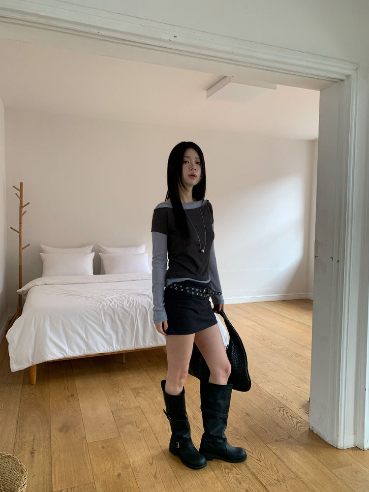 撞色層次感兩件式上衣