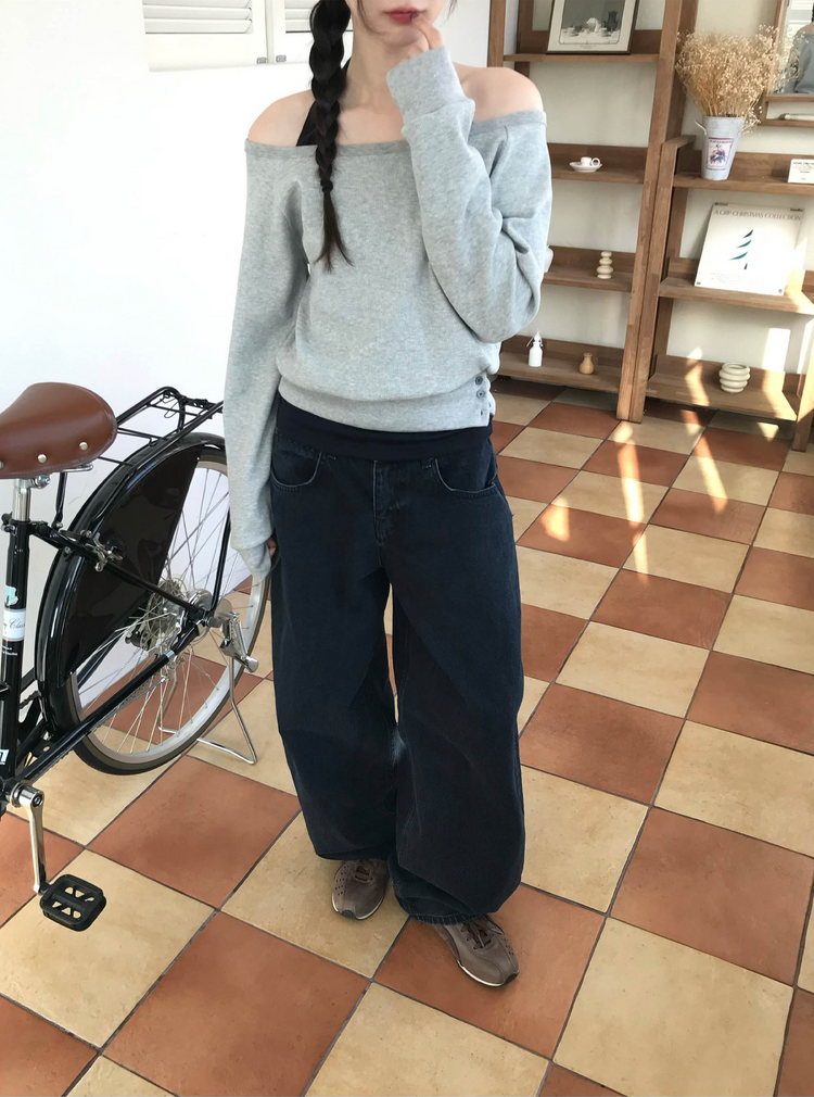 美肩撞色掛脖兩件式上衣