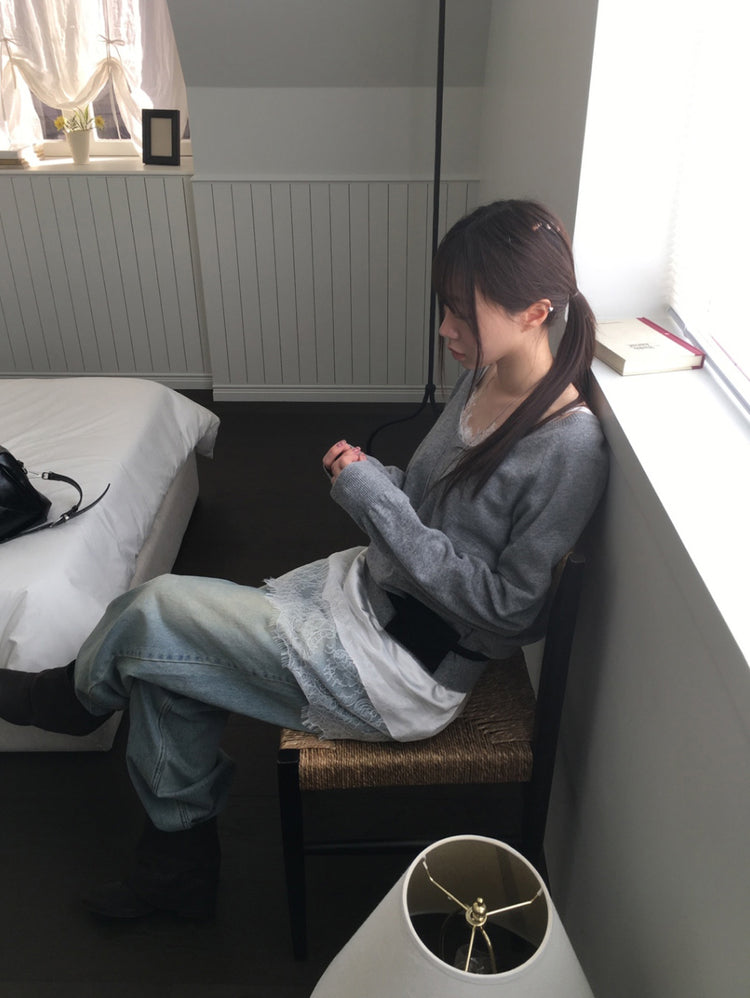 美色U領線細節針織上衣