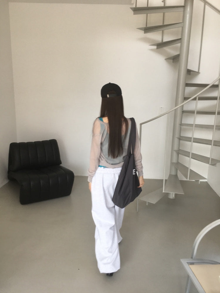 透膚圓領排鈕針織外套