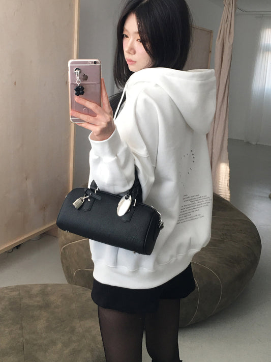 印花細節雙拉鏈連帽外套