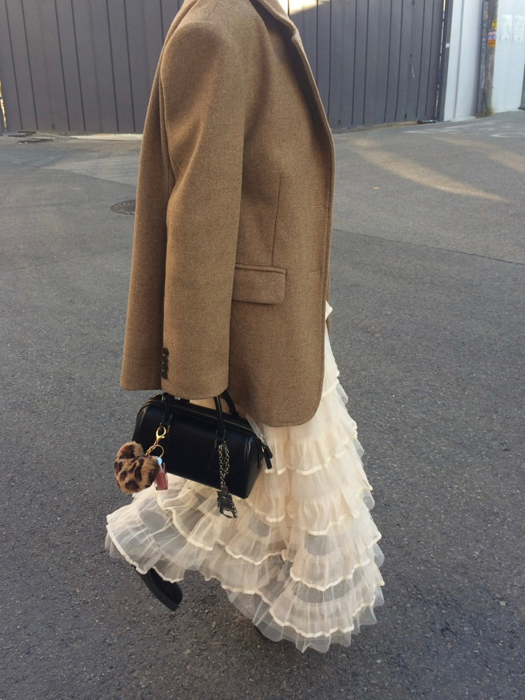 極美透紗蛋糕層次感及踝裙