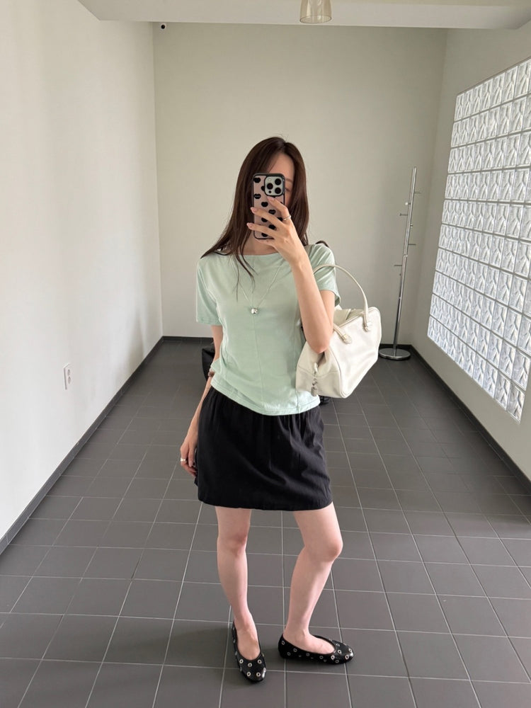 美色船領壓線細節上衣